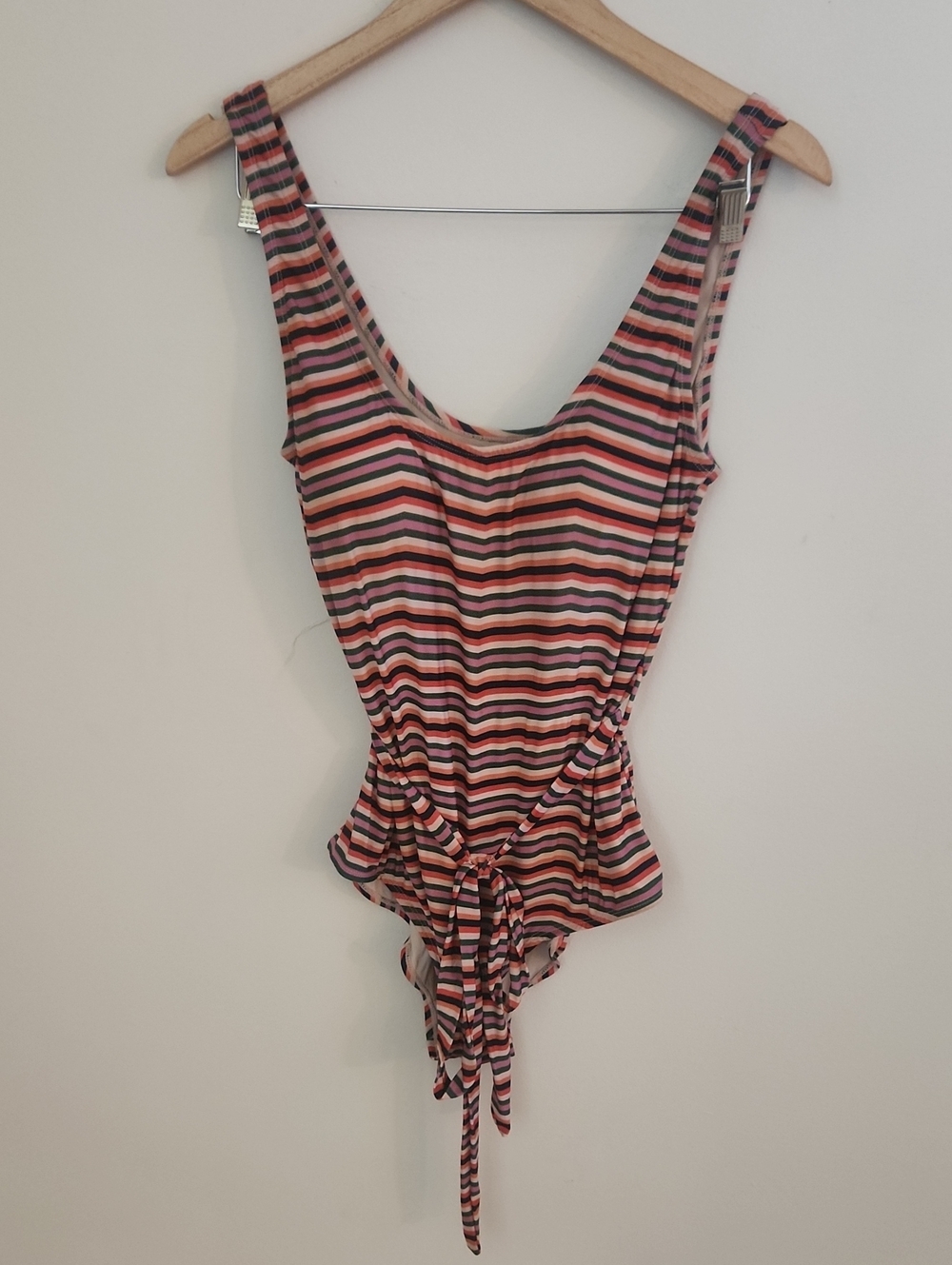 ModCloth Striped One-Piece Tie Waist Bathing Suit XL